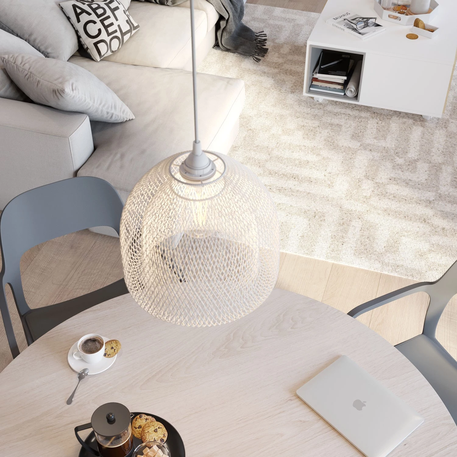 Lámpara de araña industrial con pantalla de jaula XL Ghostbell
