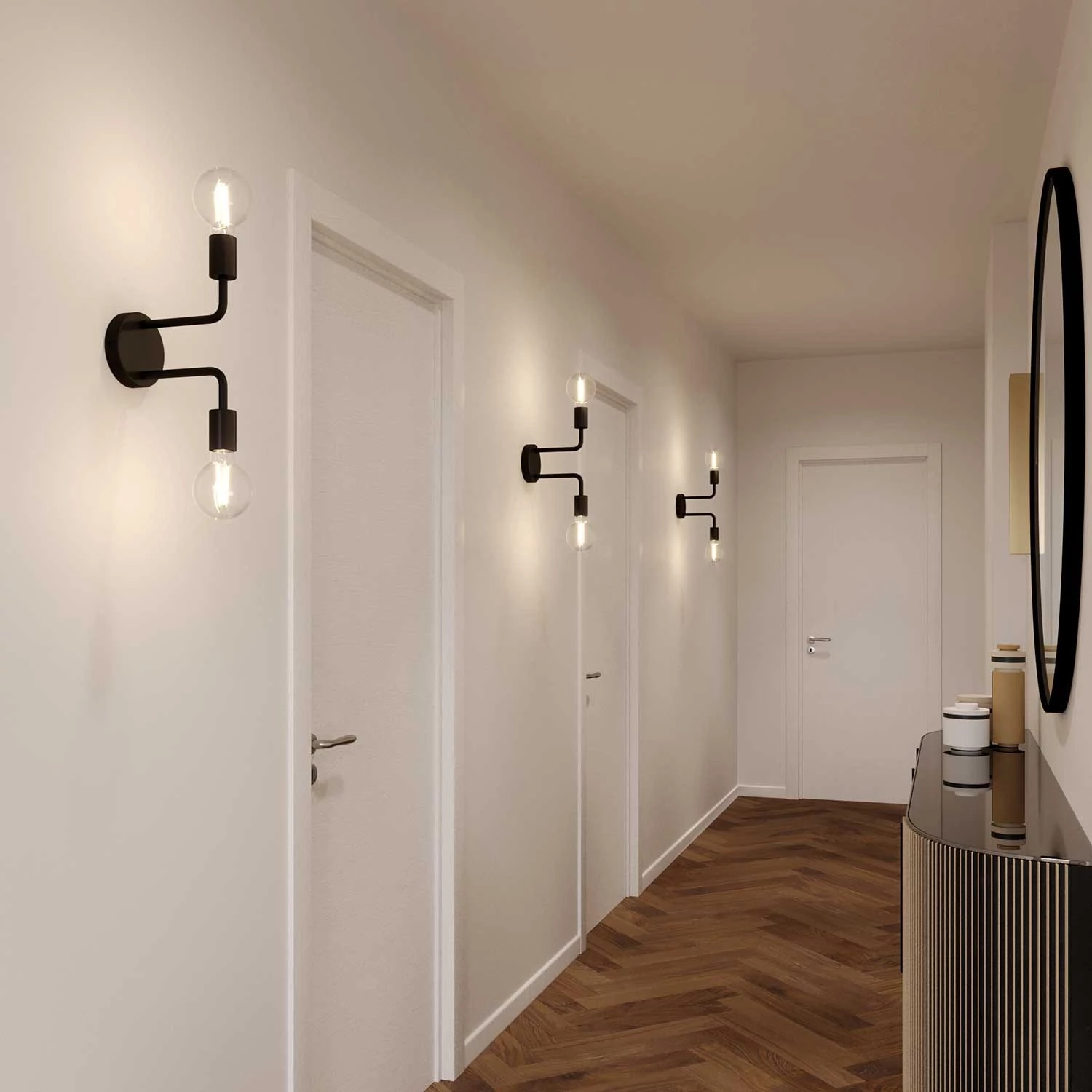 Fermaluce Metal, lámpara de pared con doble extensión