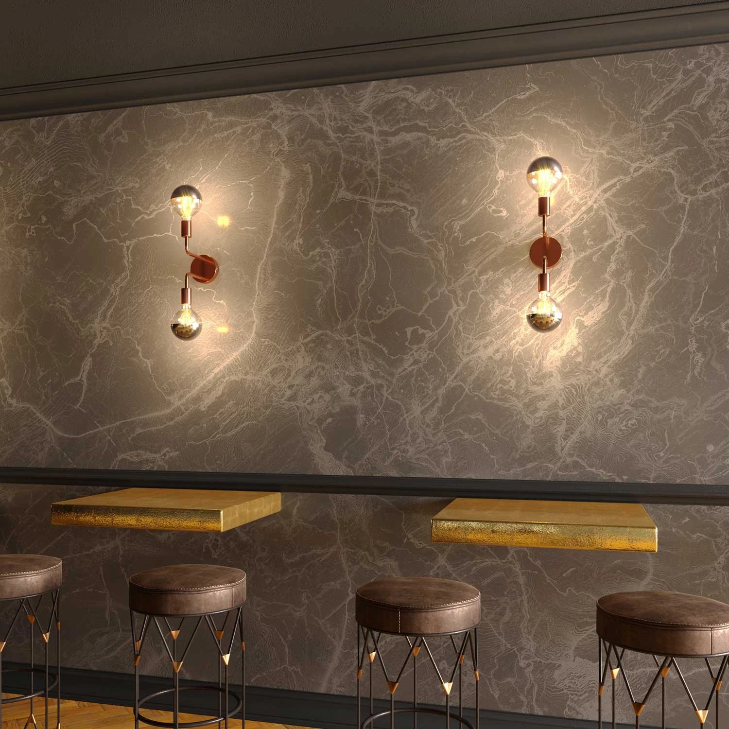 Fermaluce Metal, lámpara de pared con doble extensión