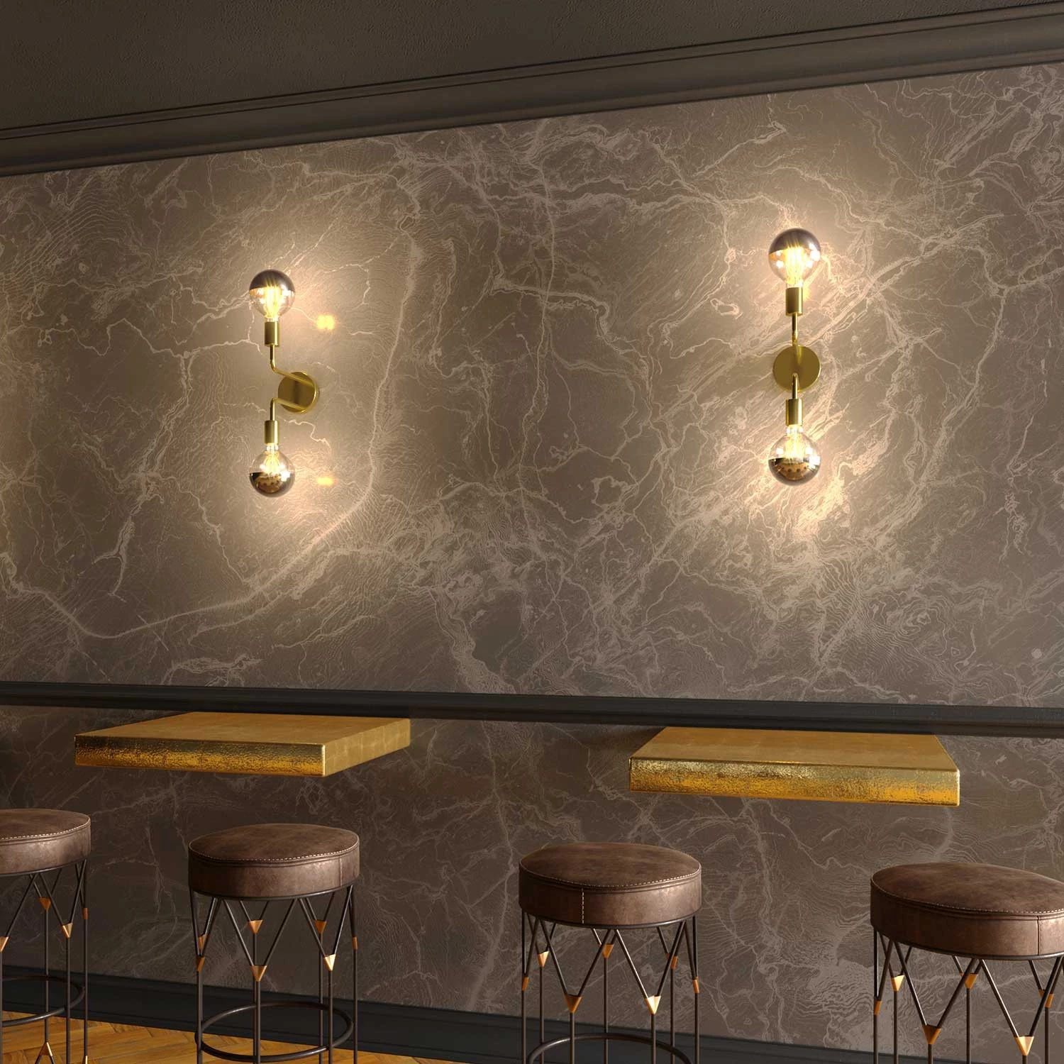 Fermaluce Metal, lámpara de pared con doble extensión