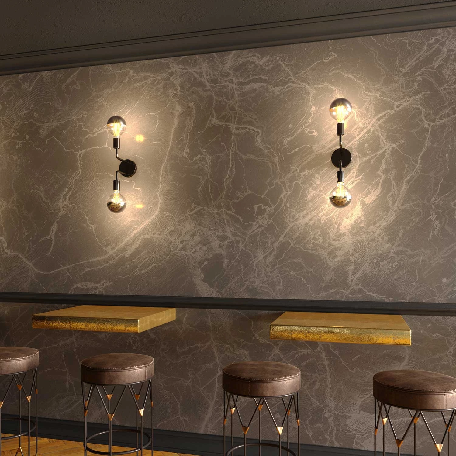 Fermaluce Metal, lámpara de pared con doble extensión