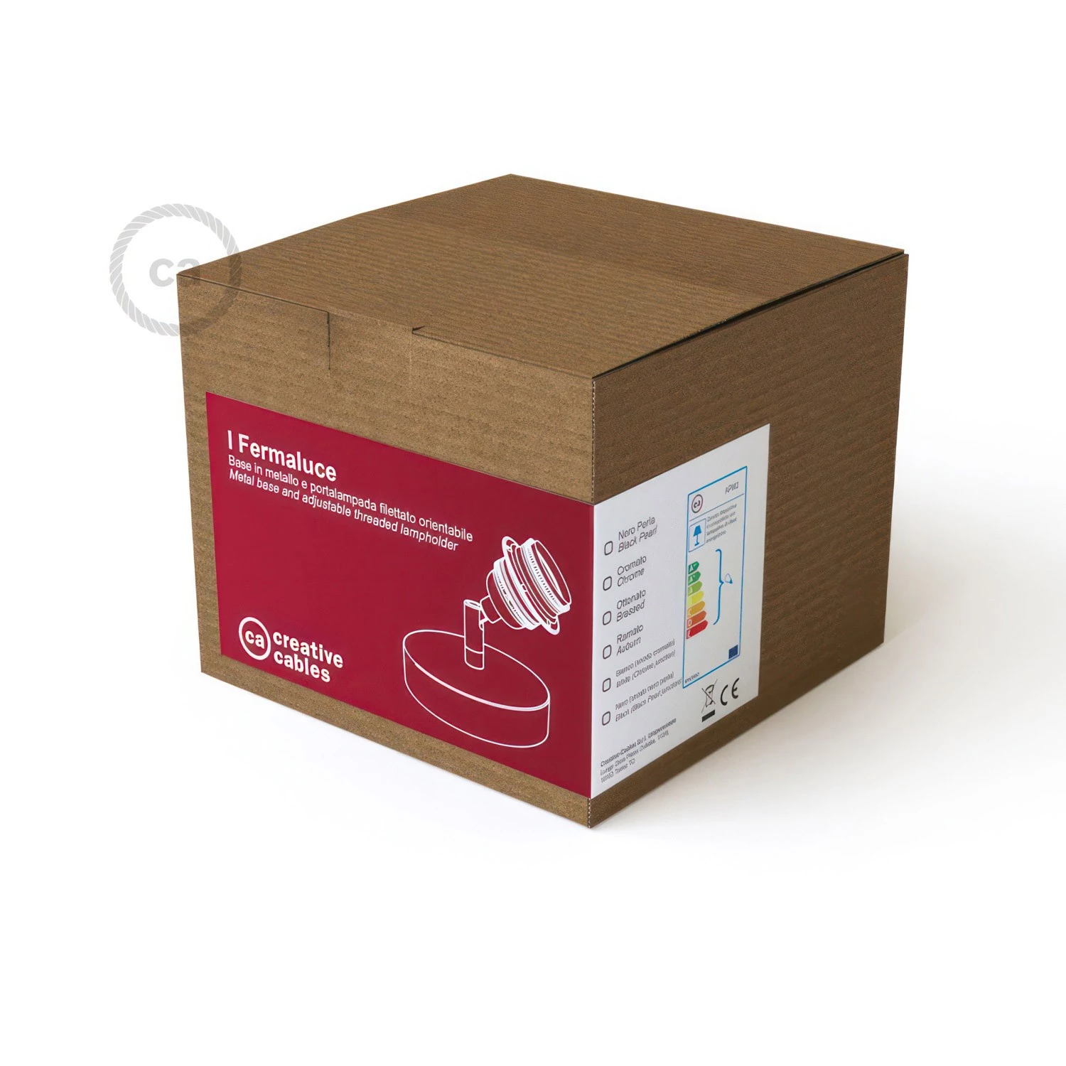 Fermaluce Metal 90° con portalampada E27 filettato