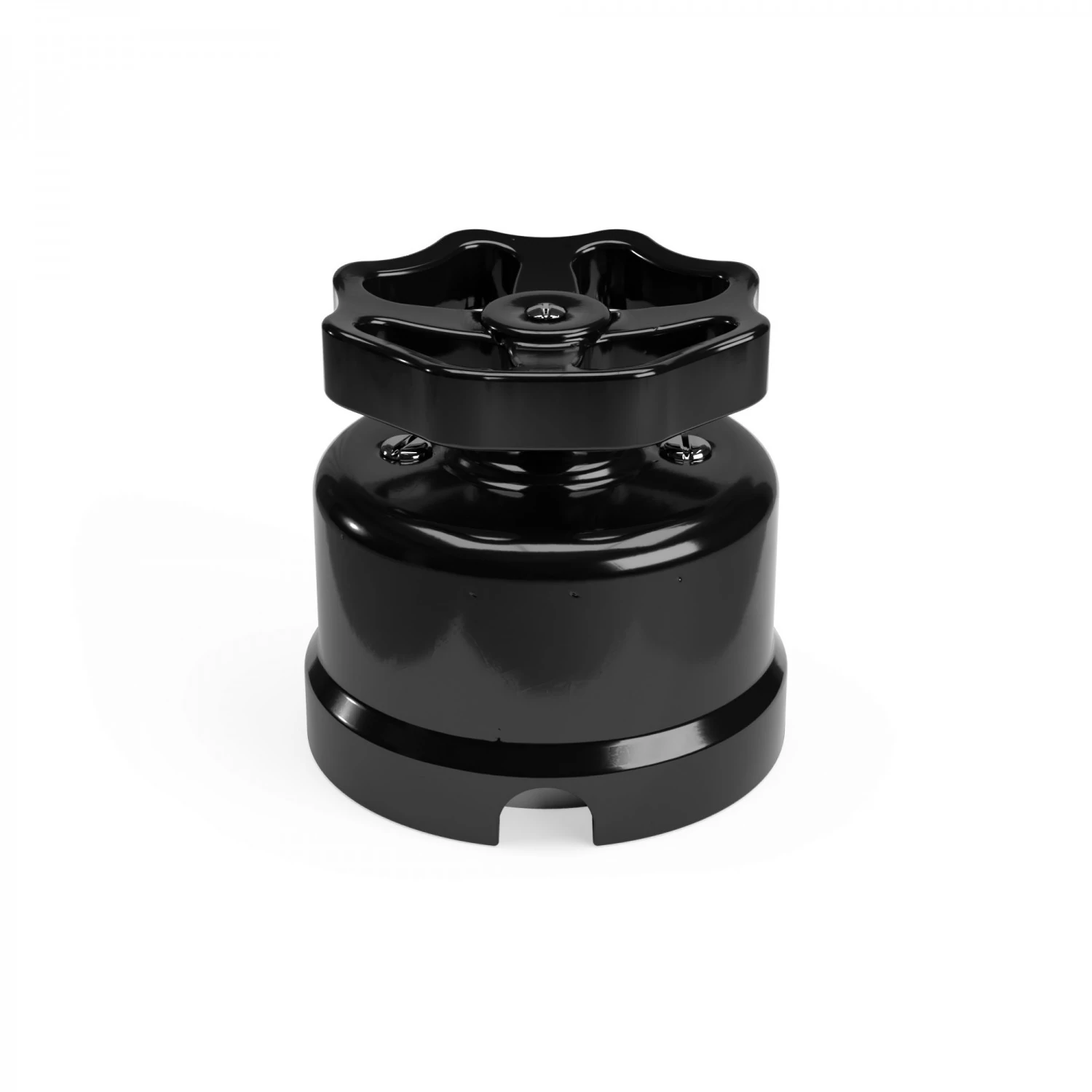 Interruptor/desviador de porcelana negra con pomo