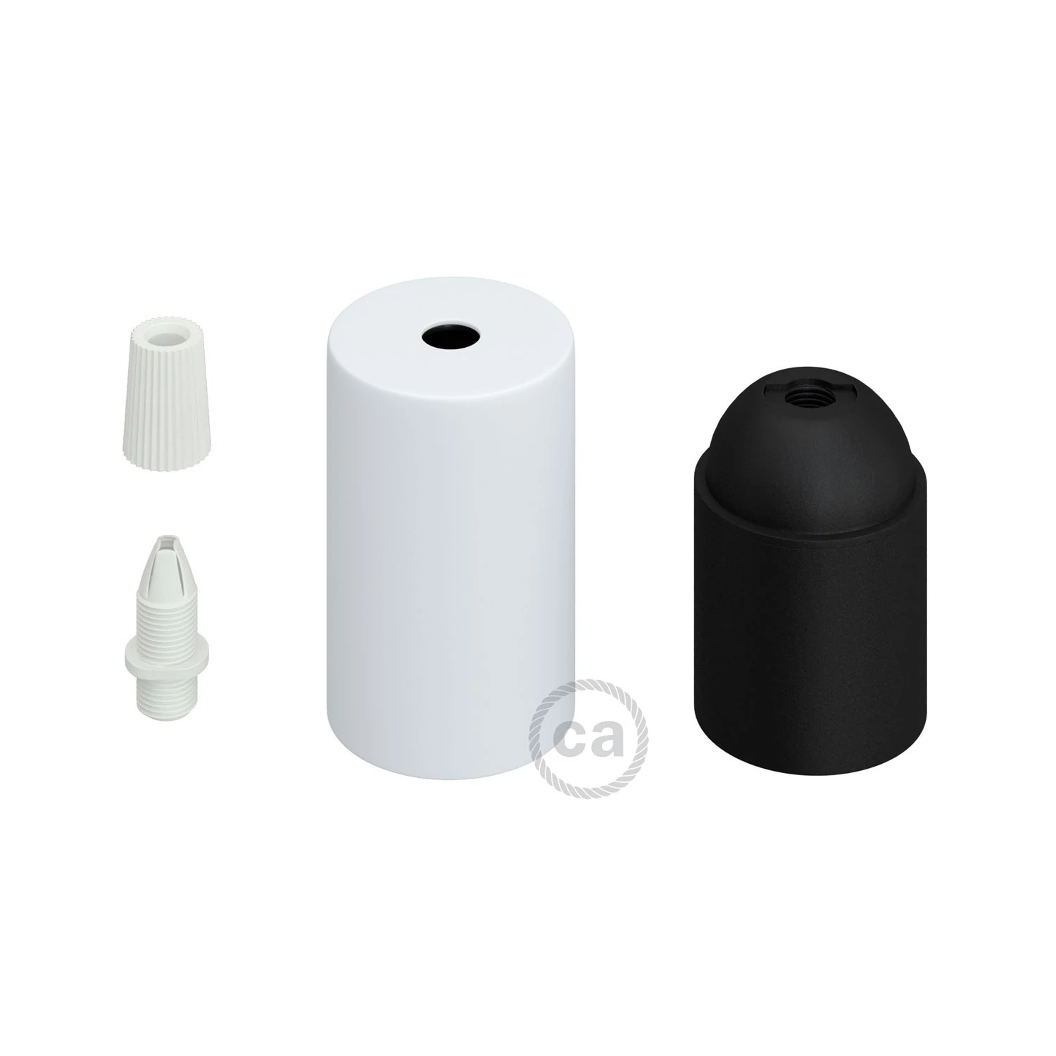 Kit portalámparas cilíndrico de metal E27