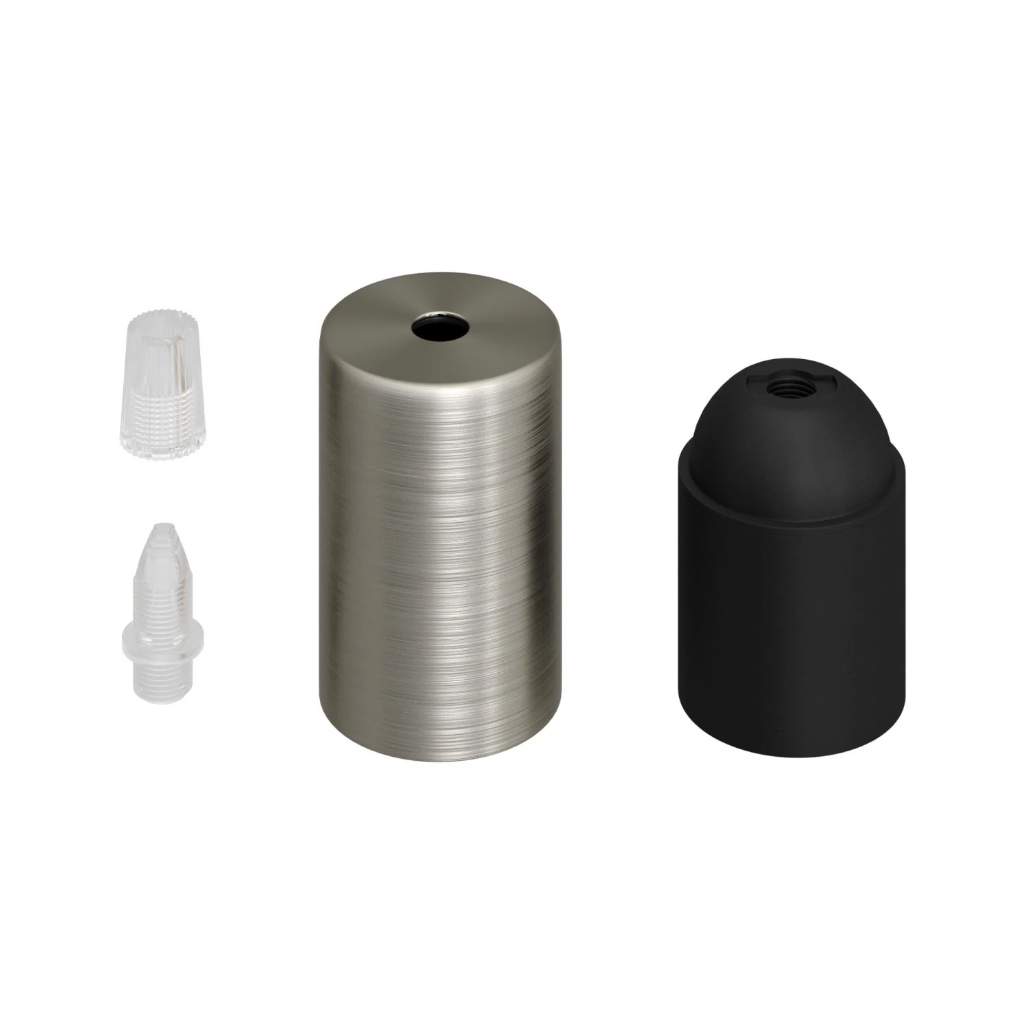 Kit portalámparas cilíndrico de metal E27