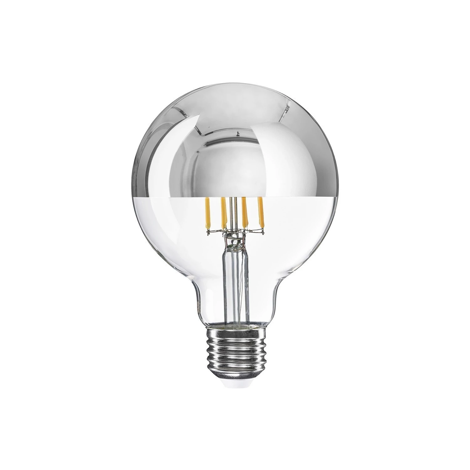 Aplique de pared con bombilla vista media esfera plateada IP44