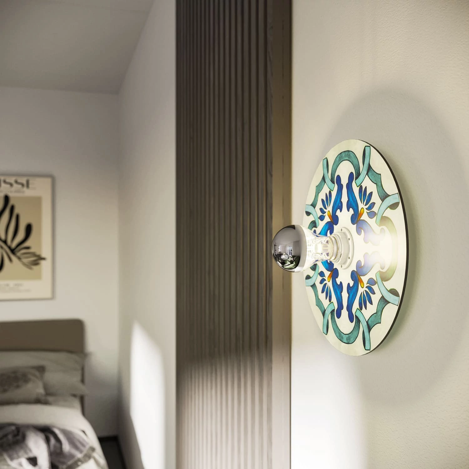 Aplique o plafón con pantalla IP44 efecto maiolica