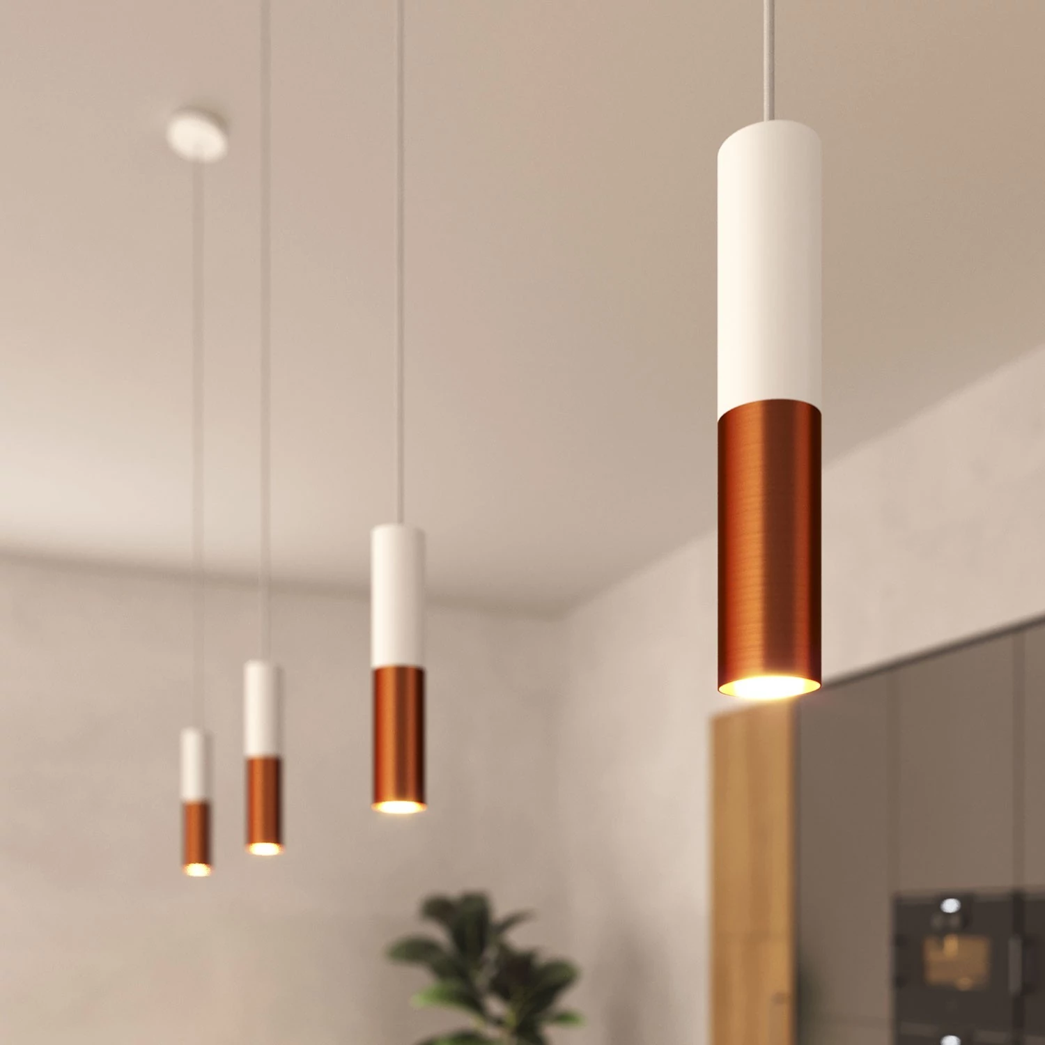 Lámpara de suspensión con pantalla metálica doble Tub-E14