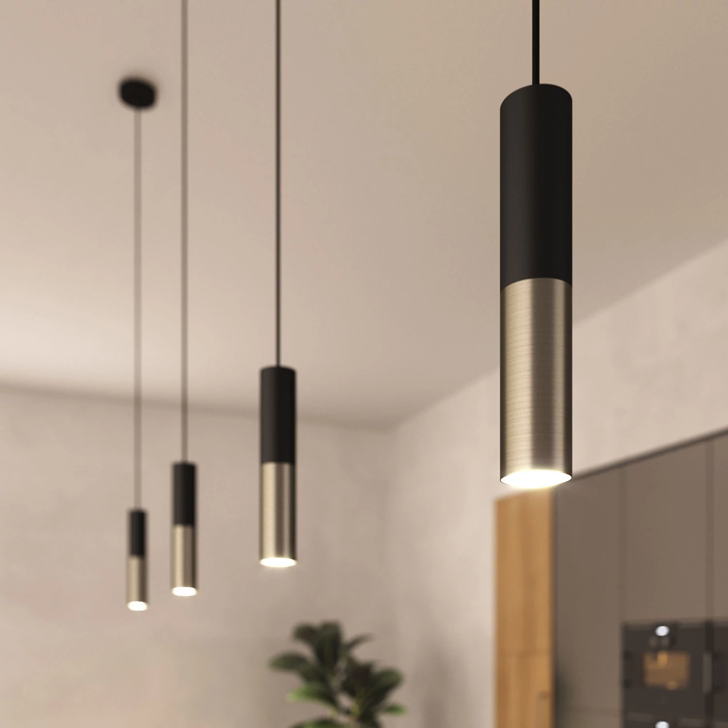 Lámpara de suspensión con pantalla metálica doble Tub-E14