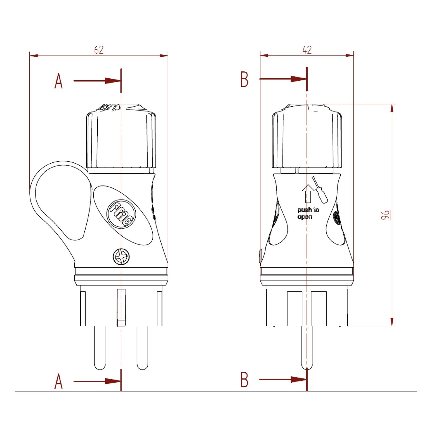 Enchufe eléctrico IP44 para exteriores
