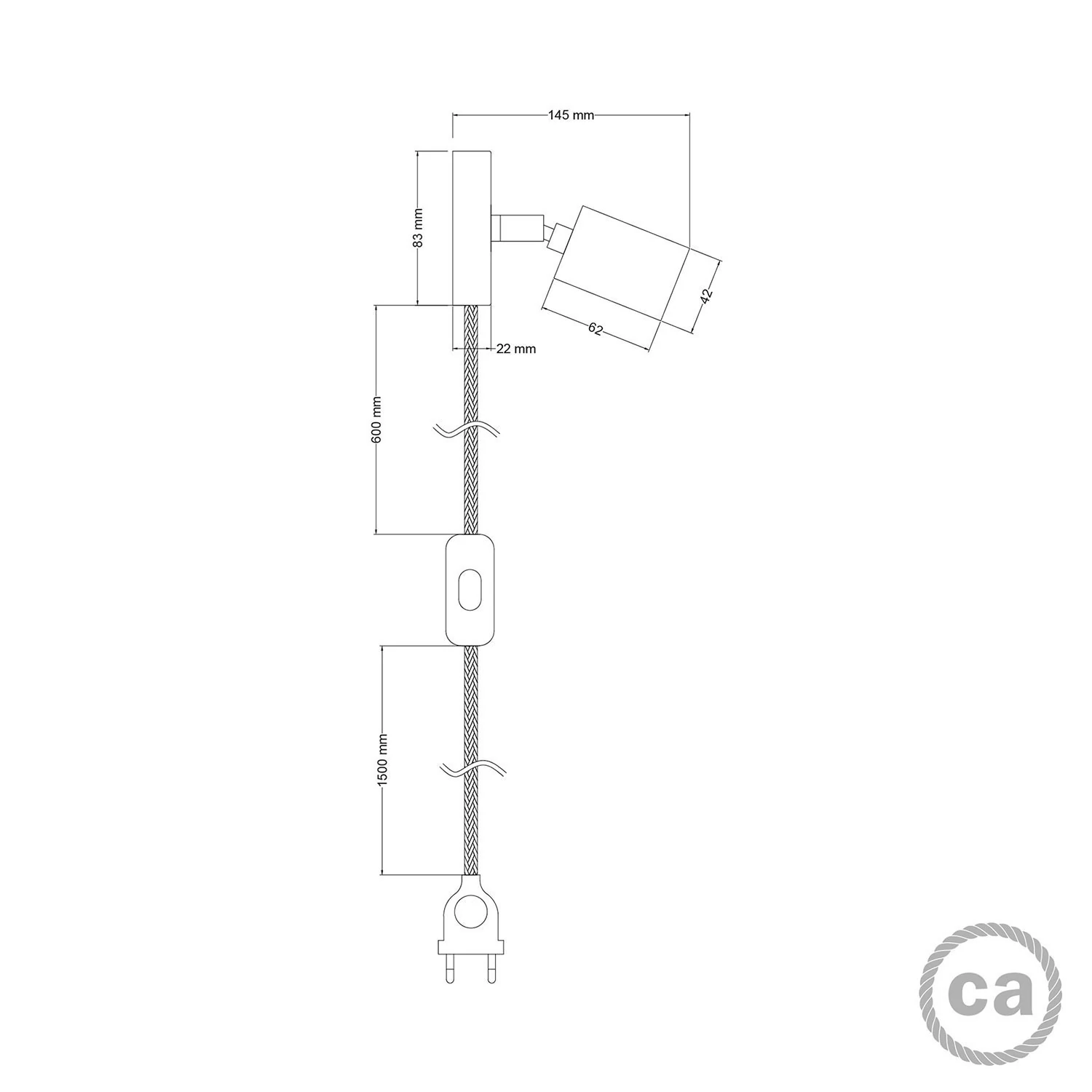 Lámpara Spostaluce con articulación metálica orientable