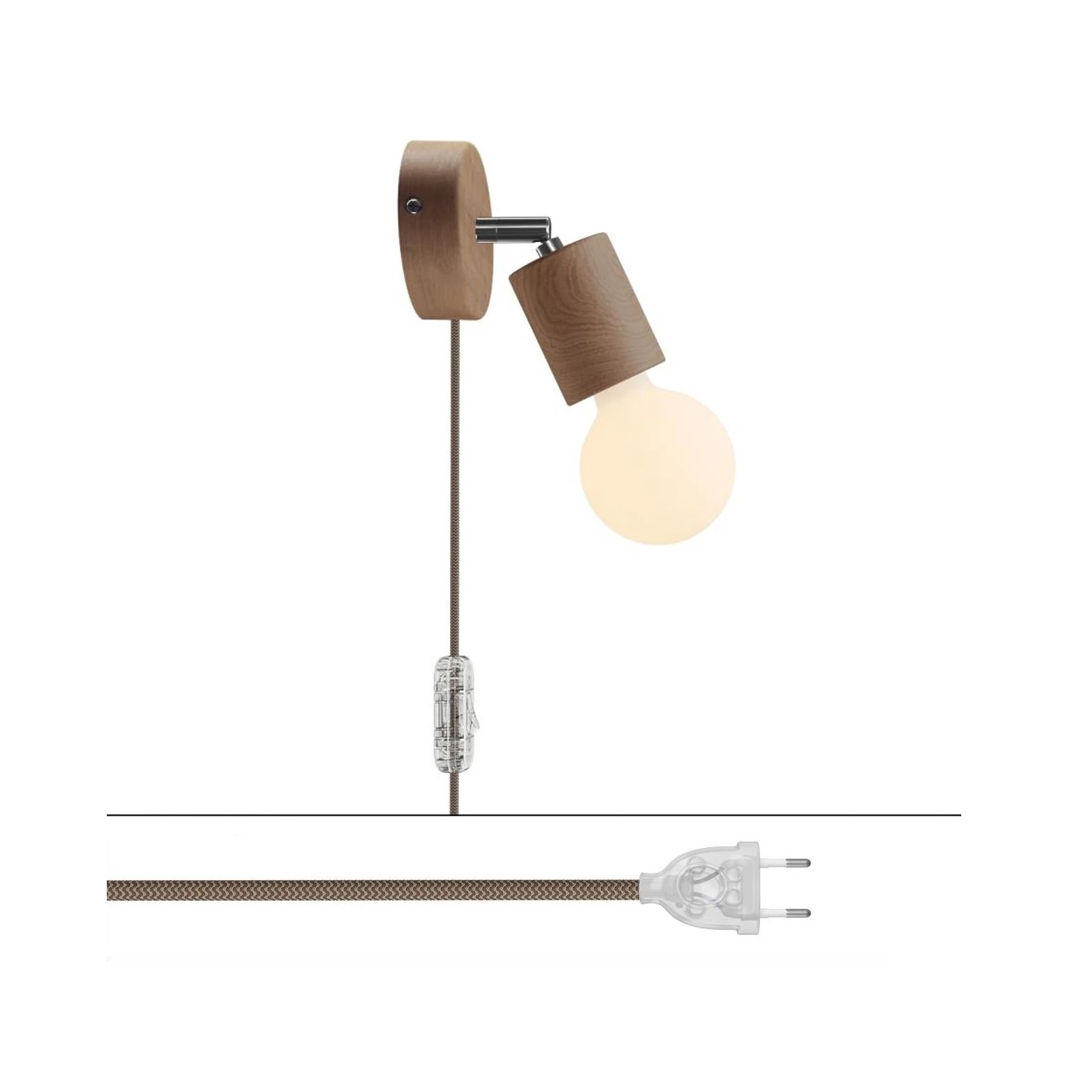 Lámpara Spostaluce con articulación de madera orientable