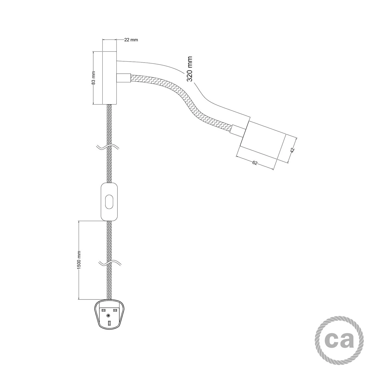 Lámpara Spostaluce orientable Flex 30 con foco GU1d0