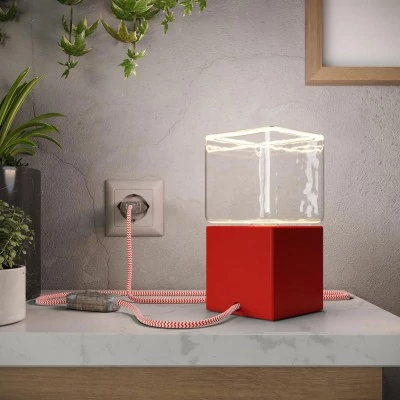 Posaluce Cubetto Color, lámpara de mesa en madera