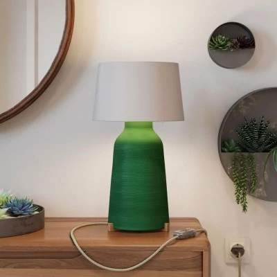 Lámpara de mesa de cerámica Bottle con pantalla Athena