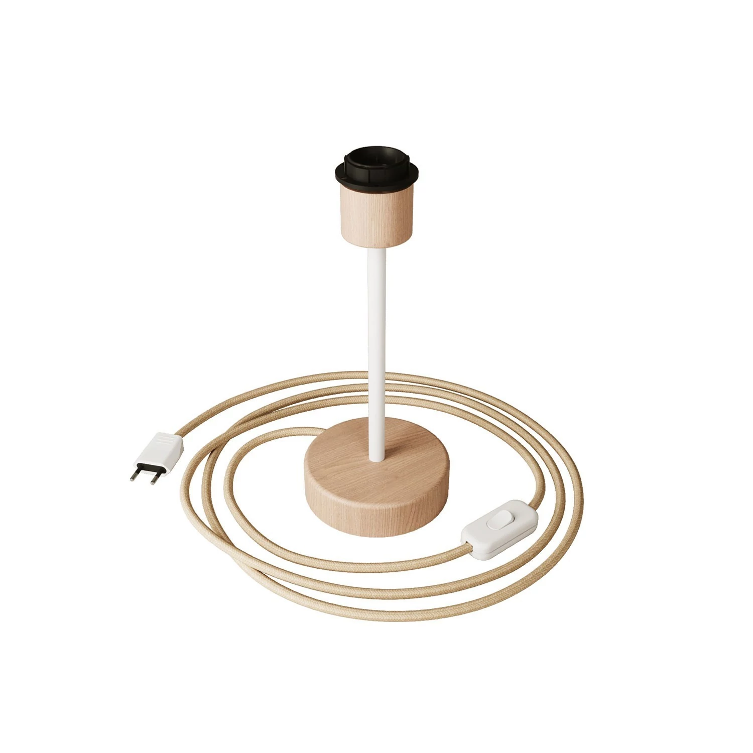 Lámpara de mesa de madera con posibilidad de añadir pantalla