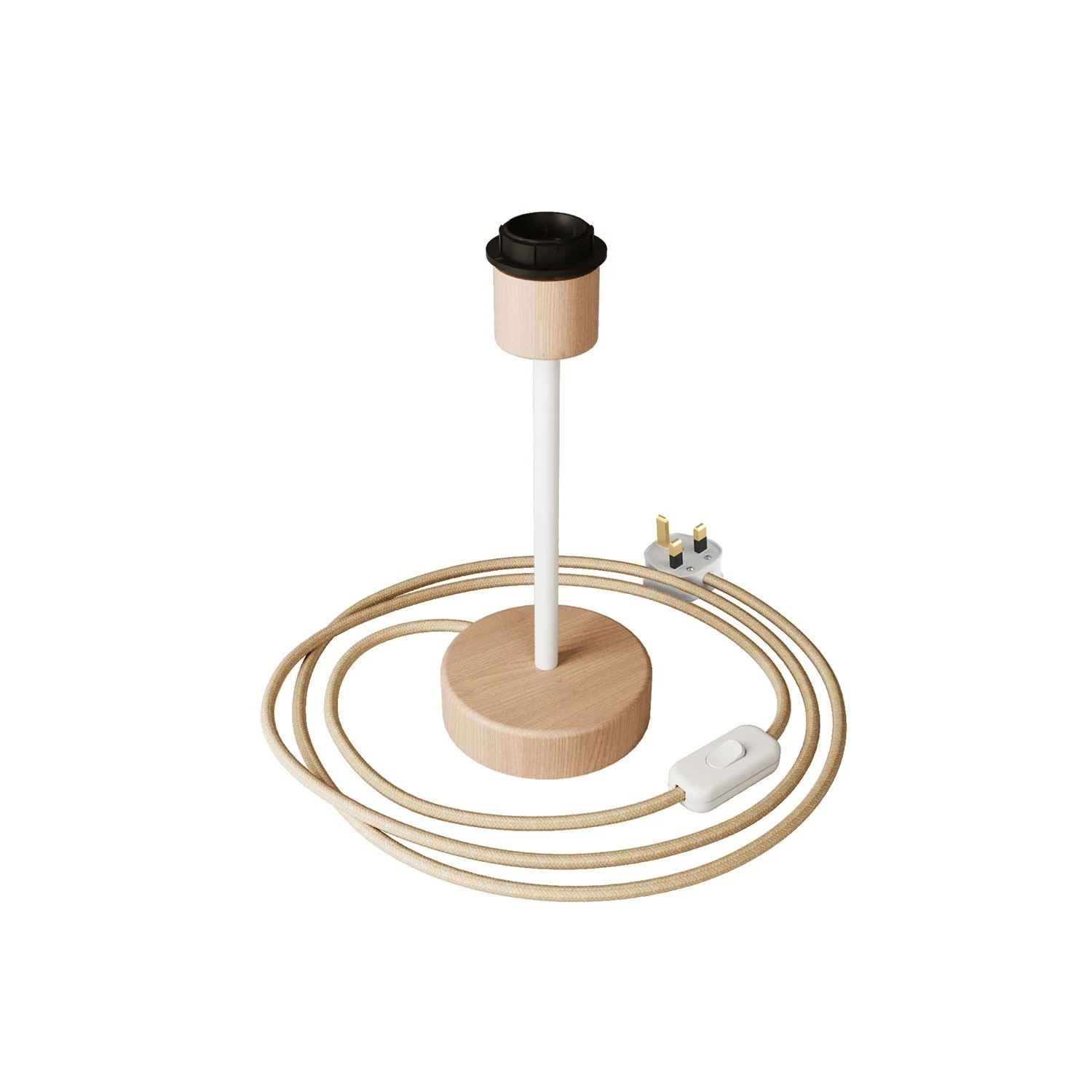 Lámpara de mesa de madera con posibilidad de añadir pantalla