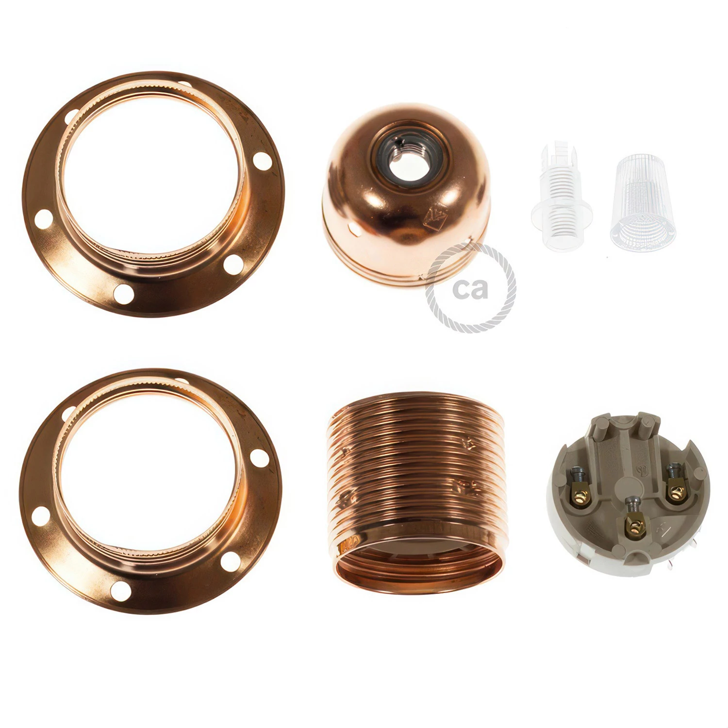 Kit portalámparas E27 metálico con doble rosca