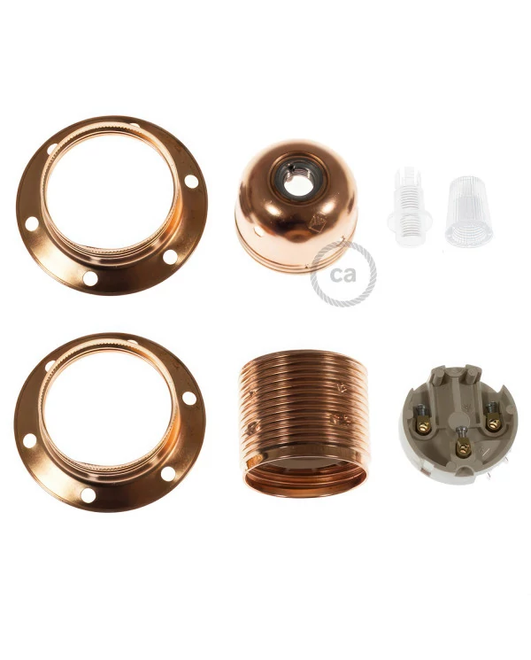 Kit portalámparas E27 metálico con doble rosca