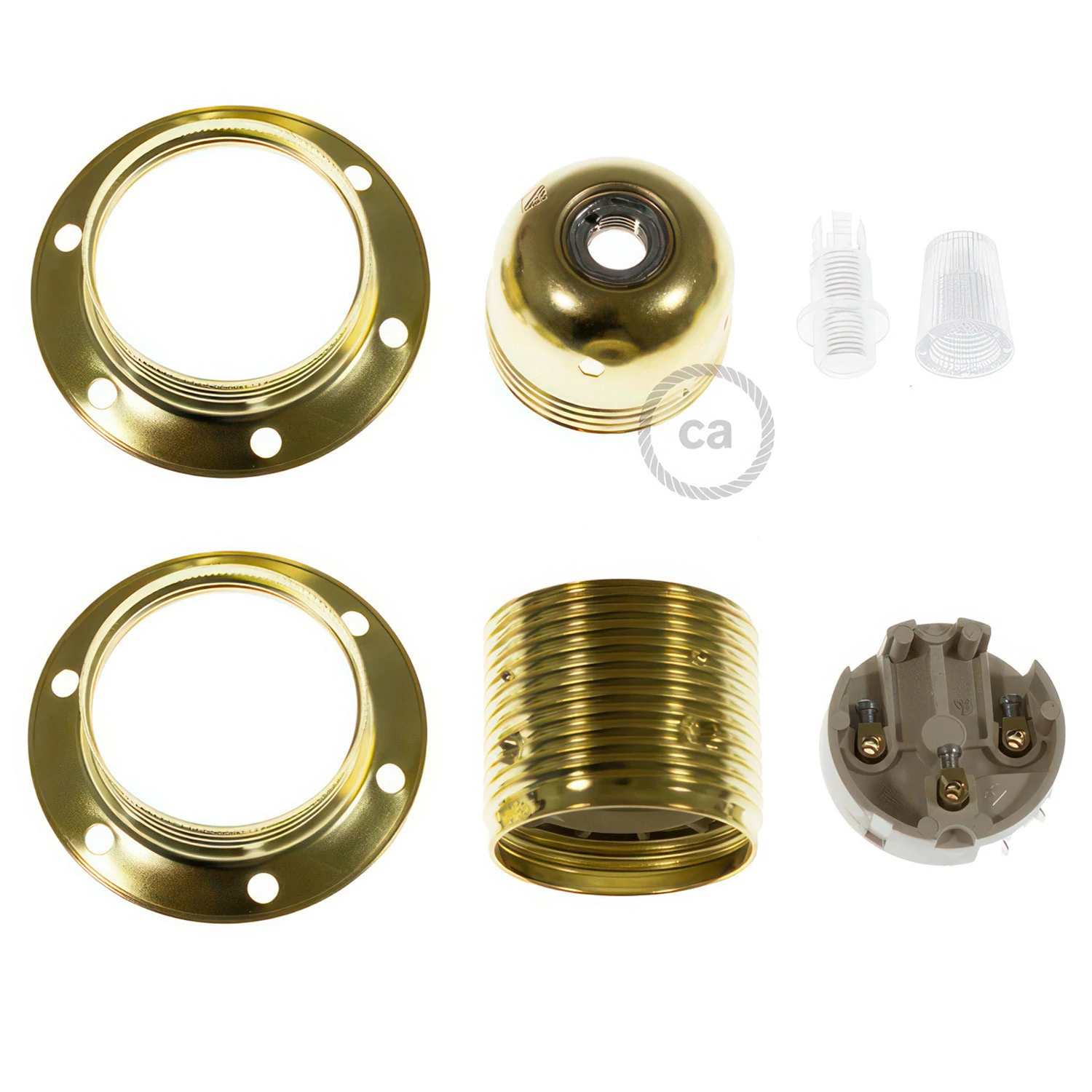 Kit portalámparas E27 metálico con doble rosca