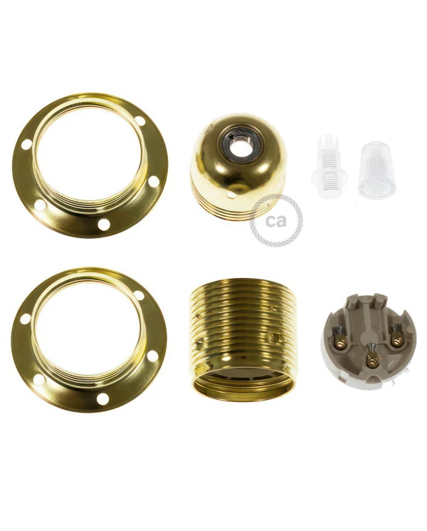 Kit portalámparas E27 metálico con doble rosca