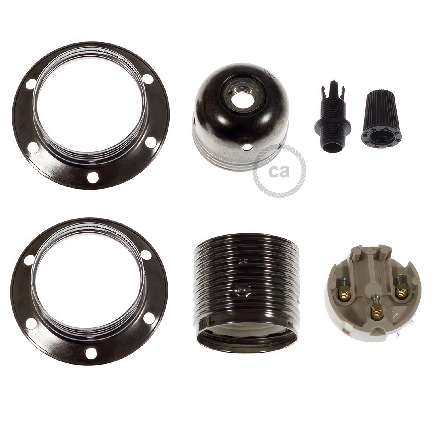 Kit portalámparas E27 metálico con doble rosca