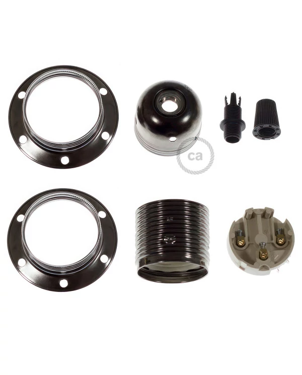 Kit portalámparas E27 metálico con doble rosca