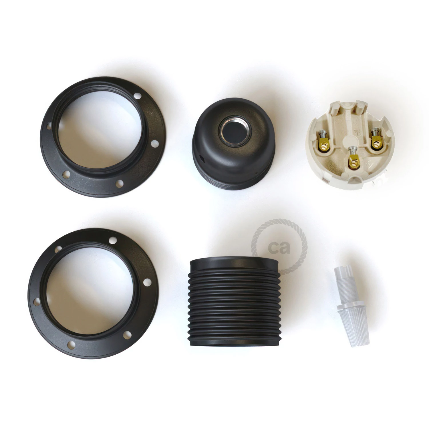 Kit portalámparas E27 metálico con doble rosca
