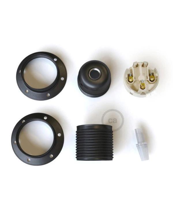 Kit portalámparas E27 metálico con doble rosca