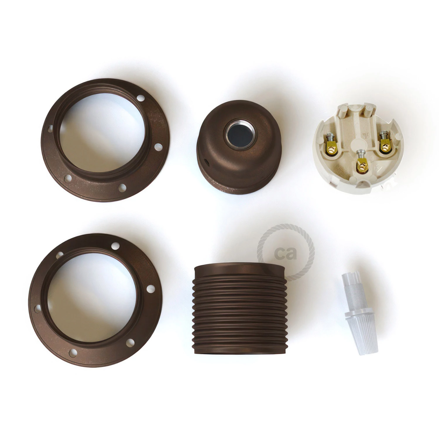Kit portalámparas E27 metálico con doble rosca