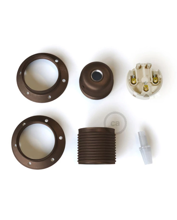 Kit portalámparas E27 metálico con doble rosca