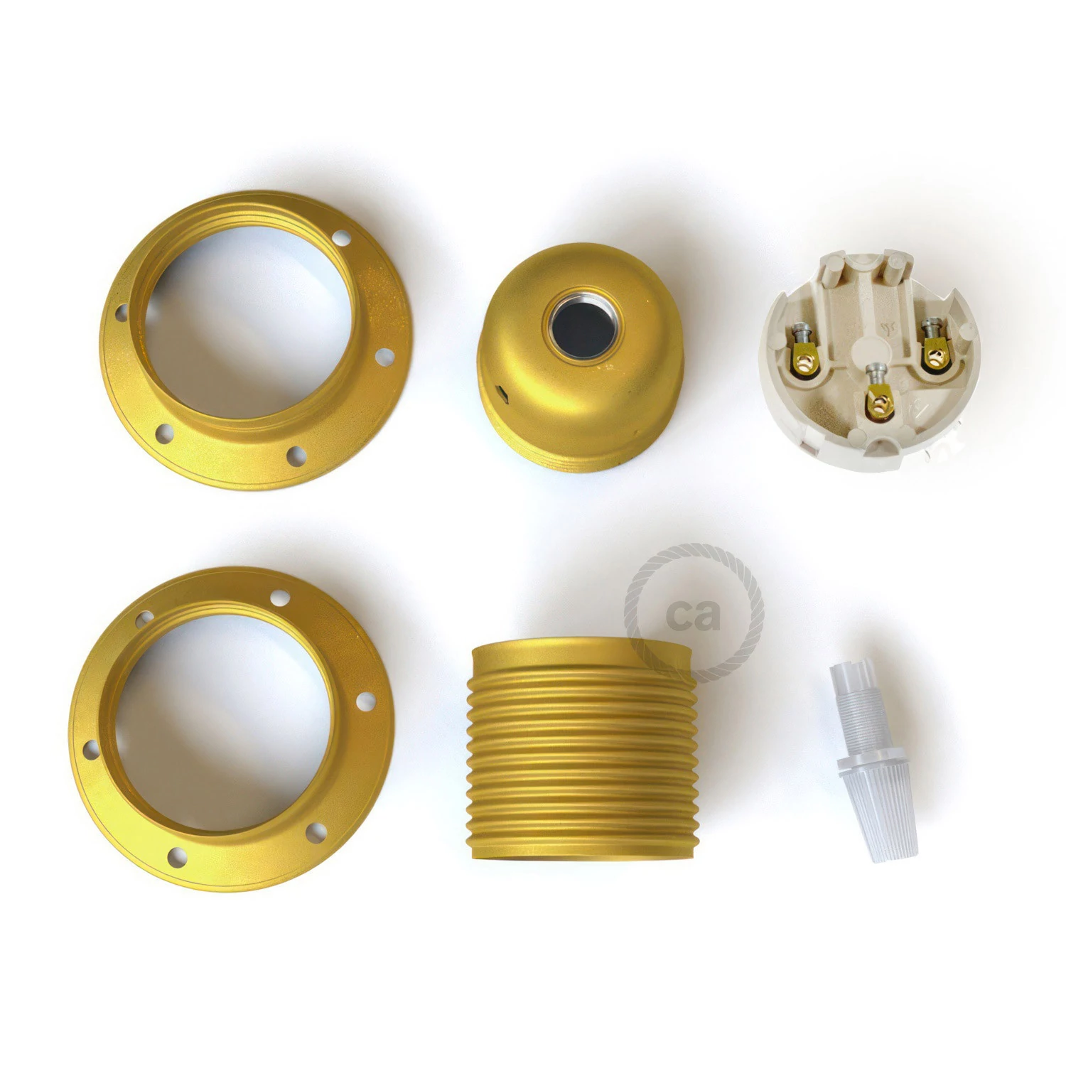 Kit portalámparas E27 metálico con doble rosca