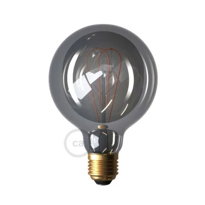 Bombilla Smoky LED Globo G95 Filamento Curvado Doble Loop 5W E27 Regulable 1800K