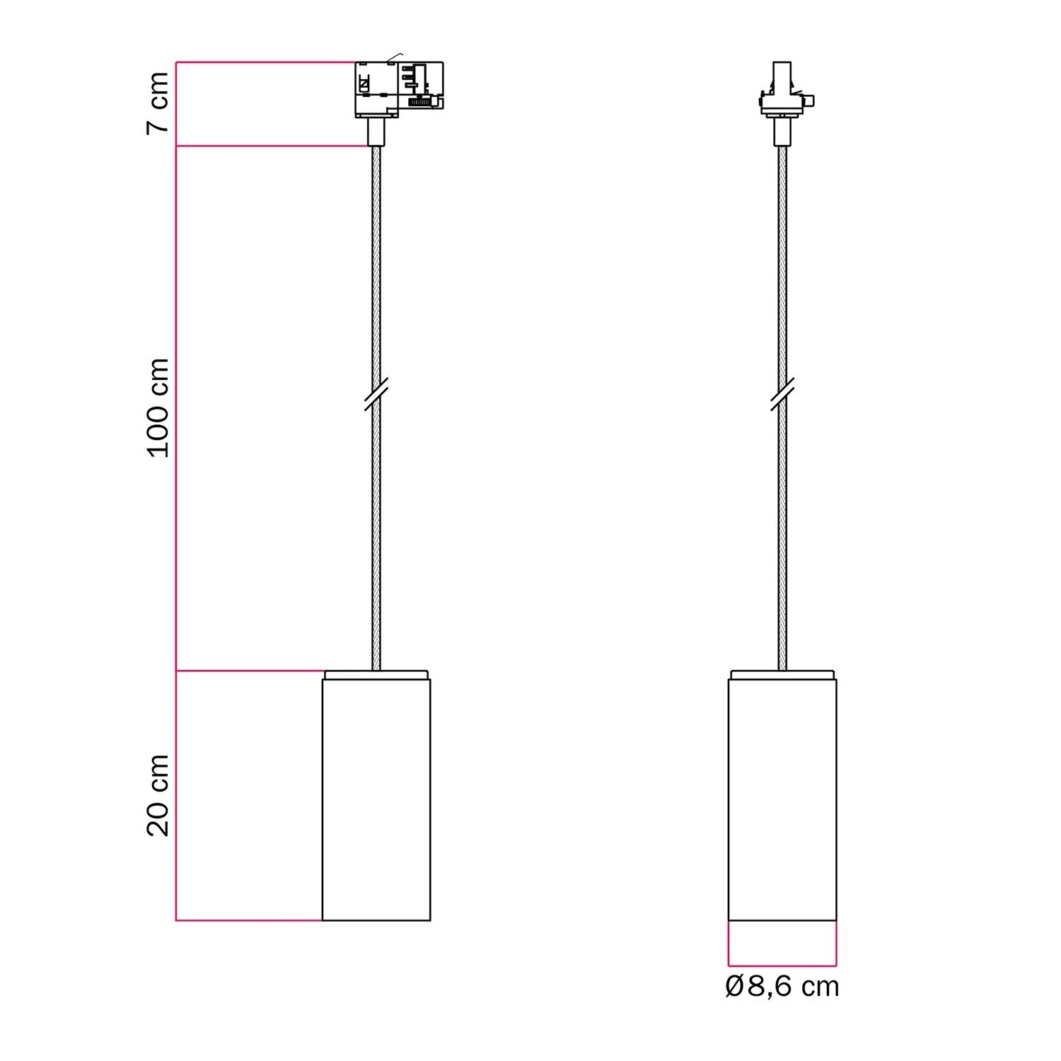 Lámpara colgante para carril con pantalla de madera