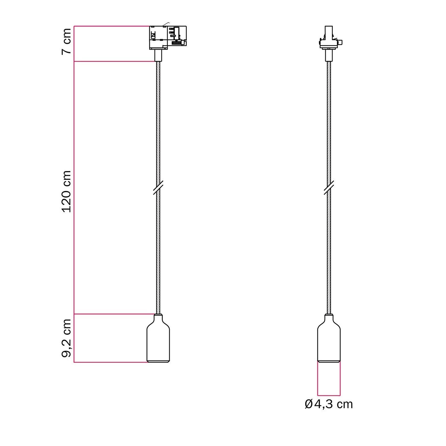Suspensión de colores para carriles de silicona con cable textil