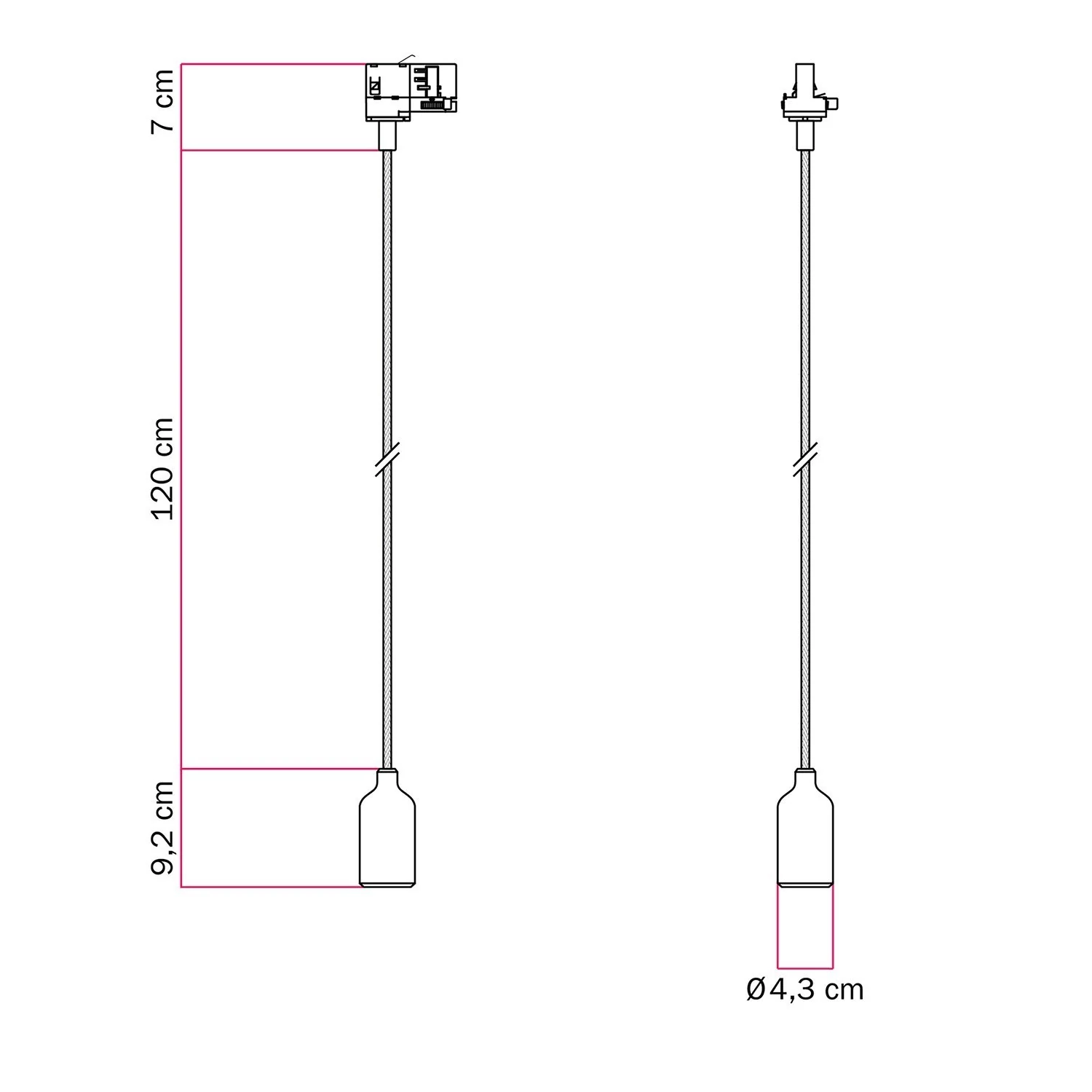 Suspensión de colores para carriles de silicona con cable textil