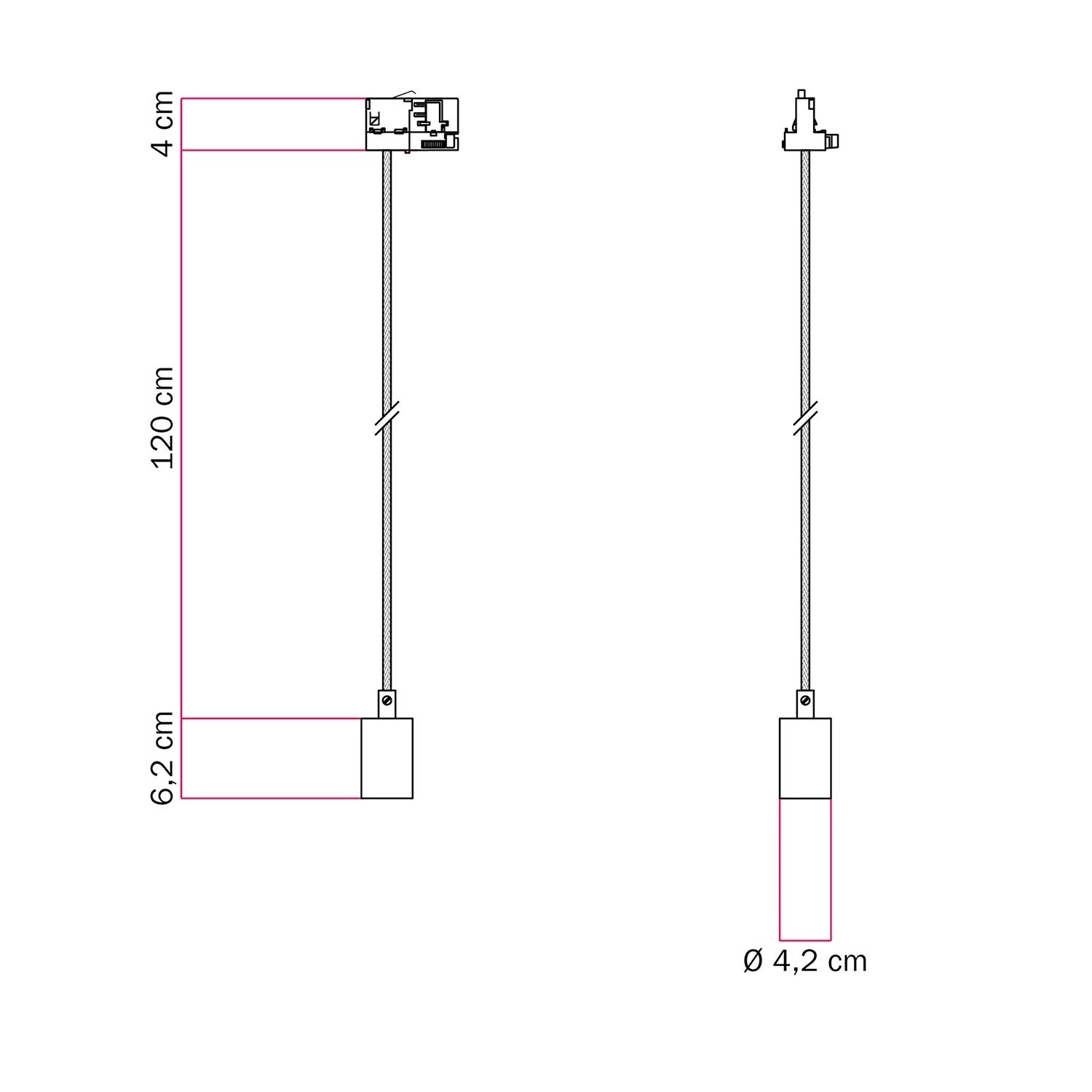 Lámpara industrial de metal con adaptador para carril.