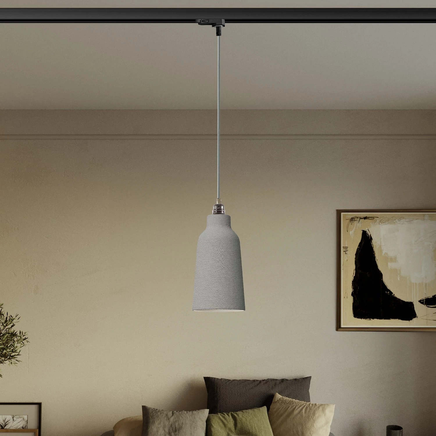 Lámpara Cottage con pantalla de cerámica y adaptador para carril.