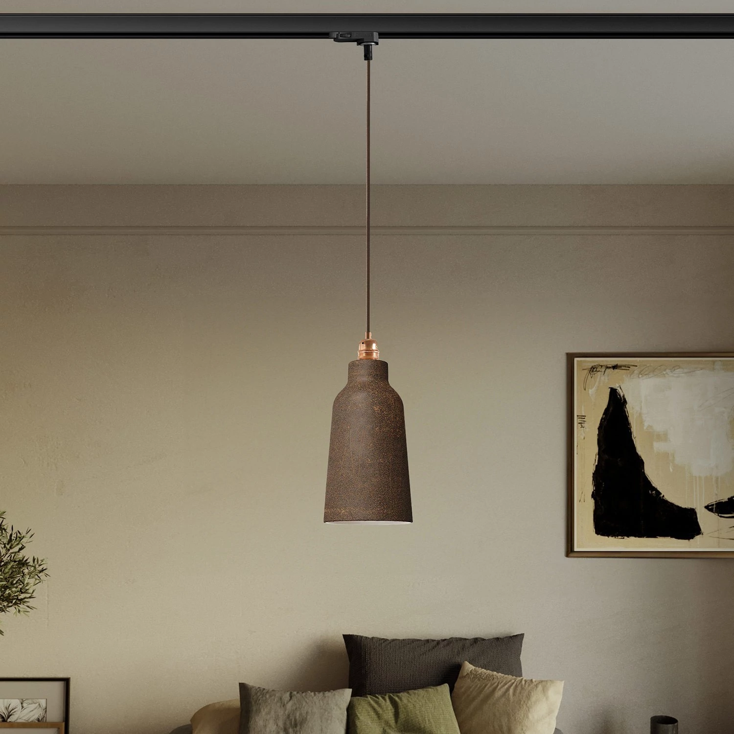 Lámpara Cottage con pantalla de cerámica y adaptador para carril.