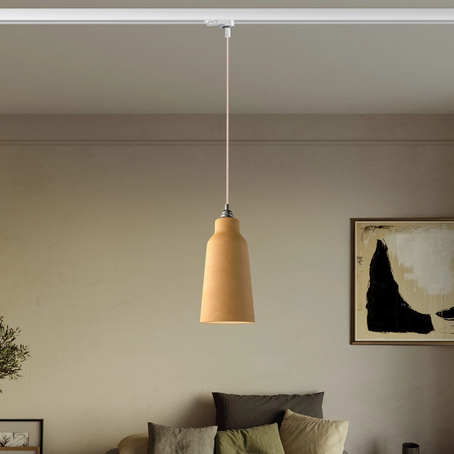 Lámpara Cottage con pantalla de cerámica y adaptador para carril.