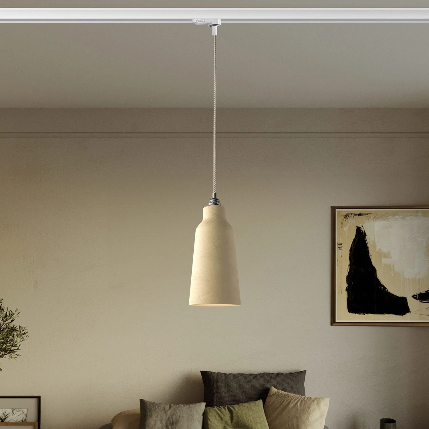 Lámpara Cottage con pantalla de cerámica y adaptador para carril.