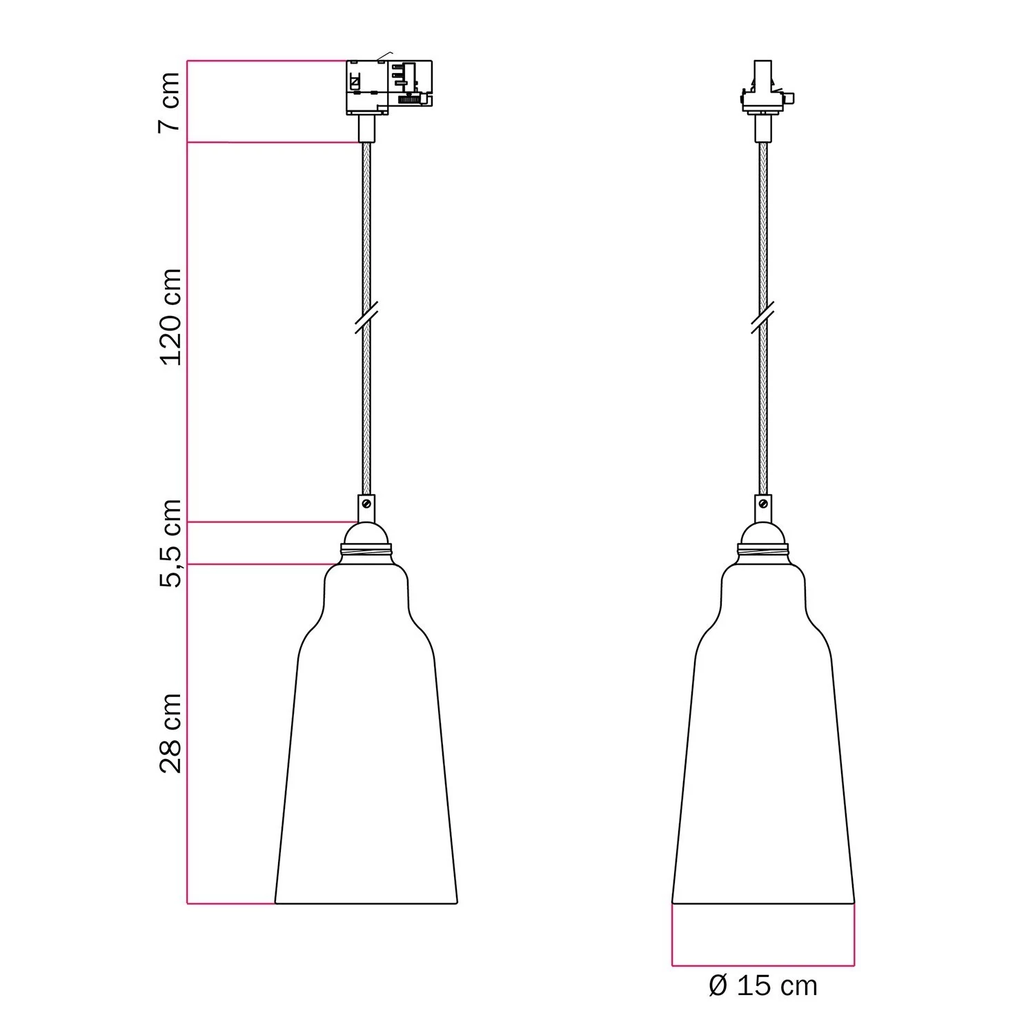 Lámpara Cottage con pantalla de cerámica y adaptador para carril.
