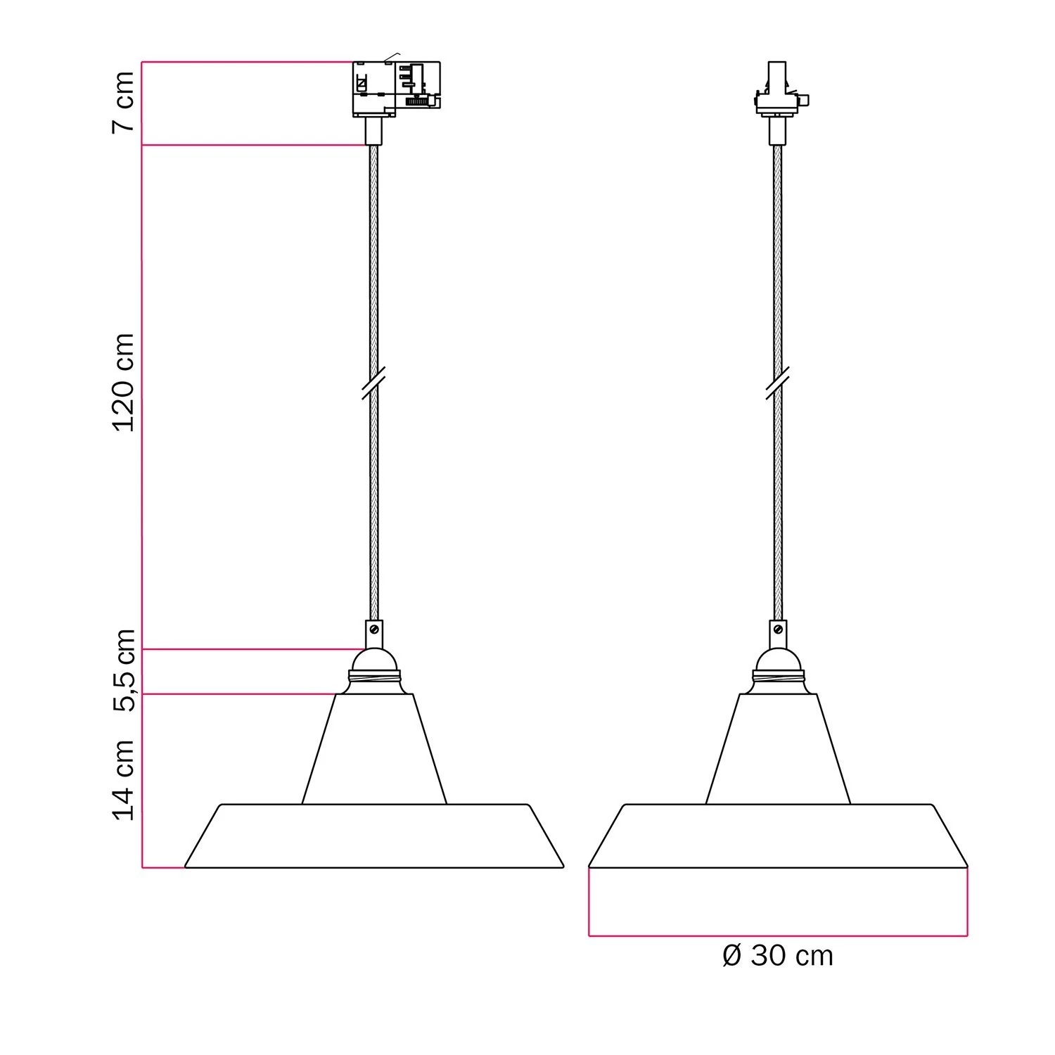 Lámpara para carril con pantalla cerámica de estilo vintage
