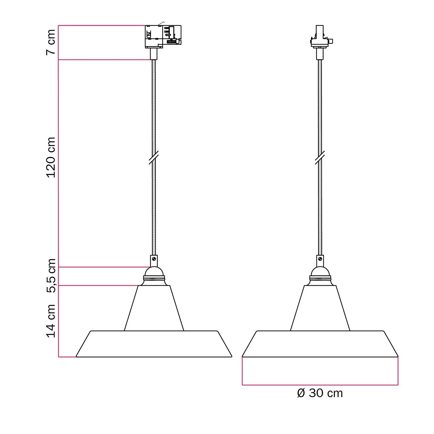 Lámpara para carril con pantalla cerámica de estilo vintage
