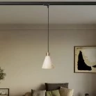 Suspensión con pantalla de madera cónica para carriles