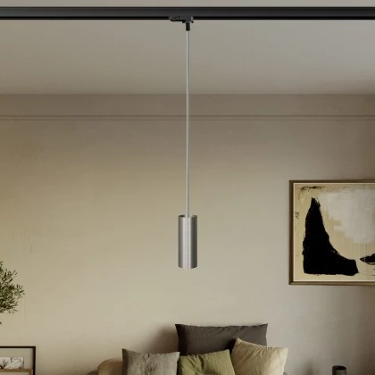 Lámpara de araña con focos para carriles con pantalla de metal