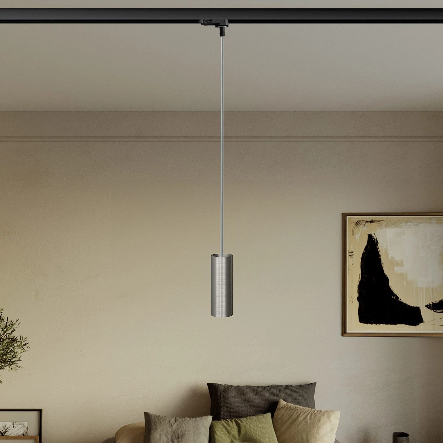 Lámpara de araña con focos para carriles con pantalla de metal