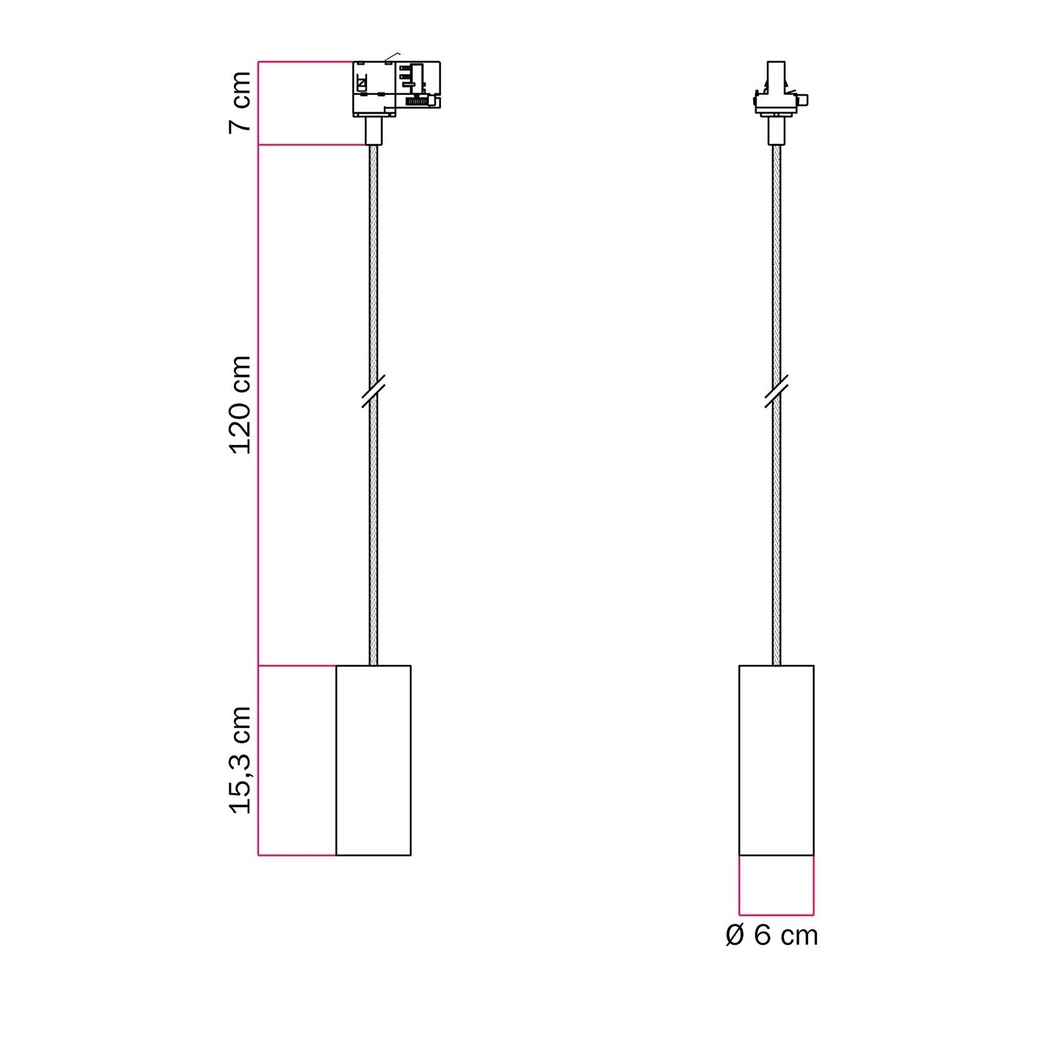 Lámpara de araña con focos para carriles con pantalla de metal