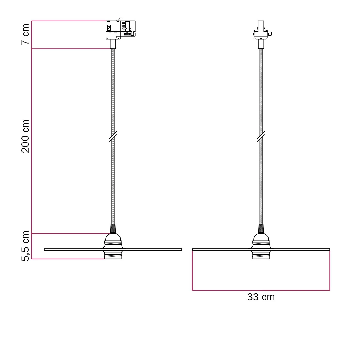 Lámpara colorida con pantalla para carril de madera