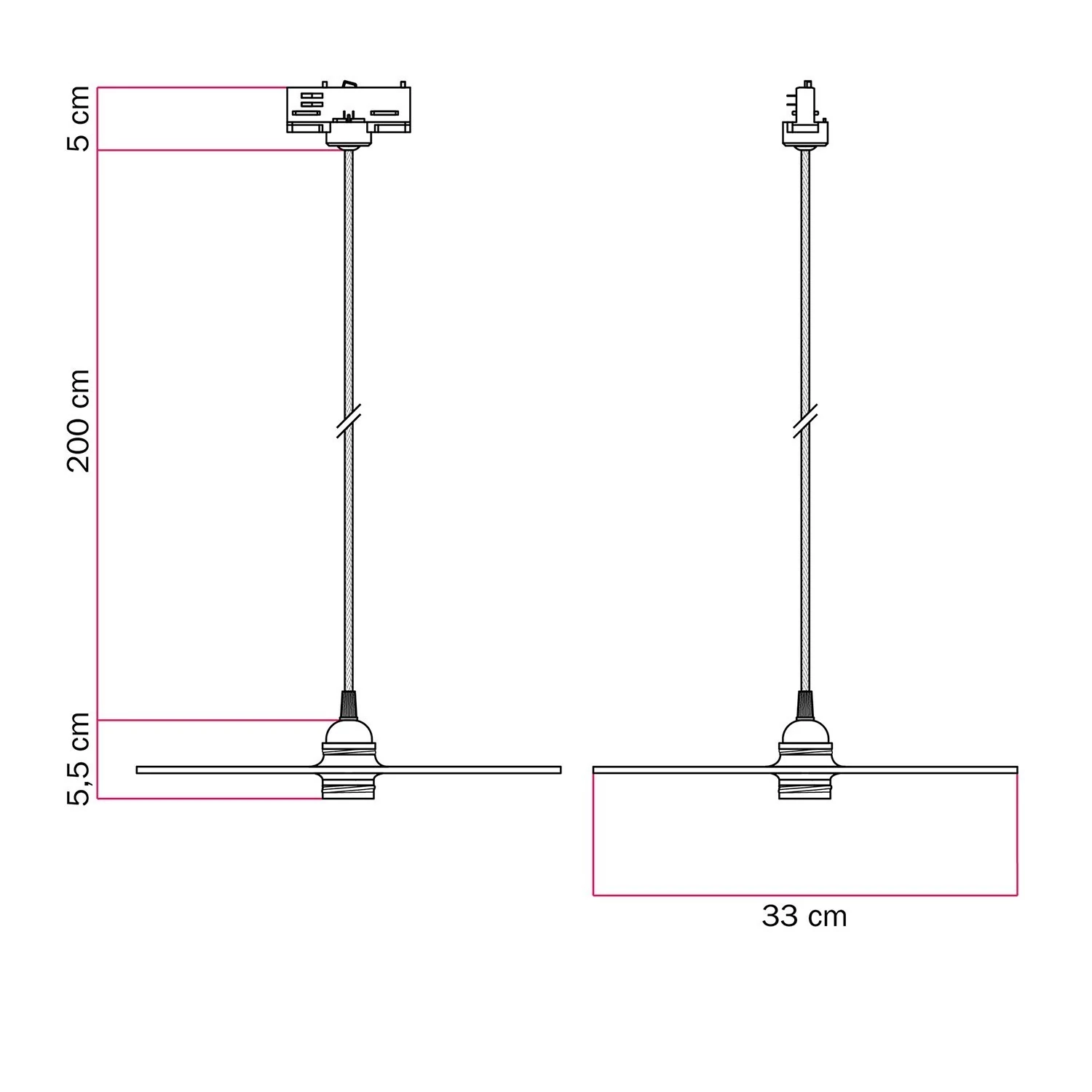 Lámpara colorida con pantalla para carril de madera